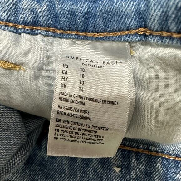 American Eagle Mom Short High Rise Blue Denim Pockets Women's Size 10 Cuffed - Picture 4 of 9